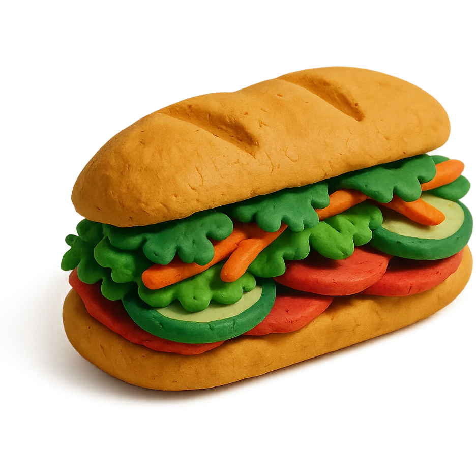 claymation style banh mi sandwich emoji