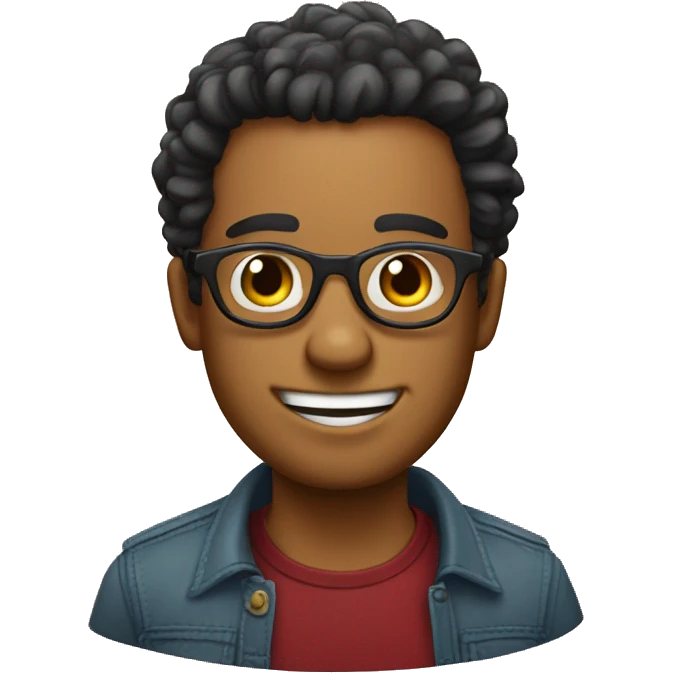 Chico con lentes y cabello rizado  emoji