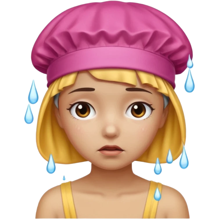 Hungover girl with a shower cap  emoji