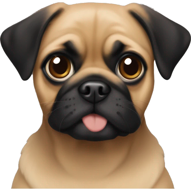 black cocker spainel pug mix, with brown eyes emoji
