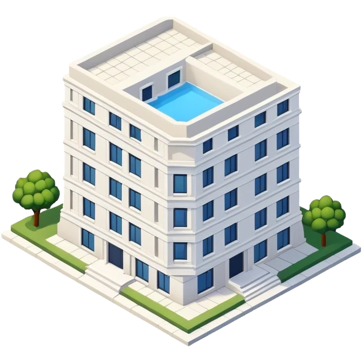 isometric white limestone apartment exterior  emoji
