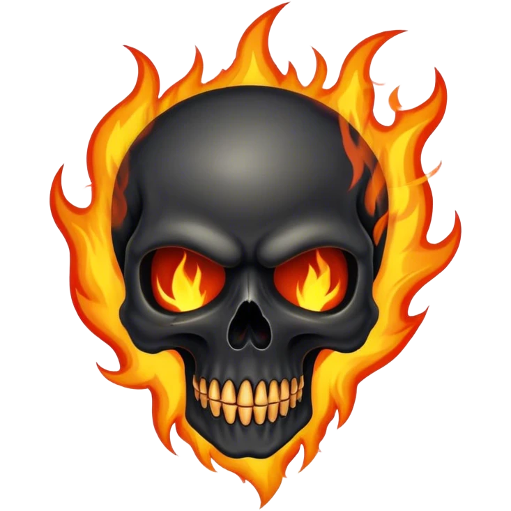 Black skull on fire emoji