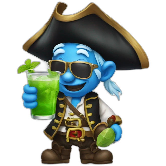 pirate Papa Smurf drinking mojito emoji