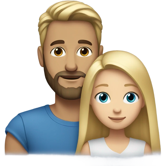 A girl with blond hair and brown eyes hugs a bearded blue-eyed man with blond hair emoji