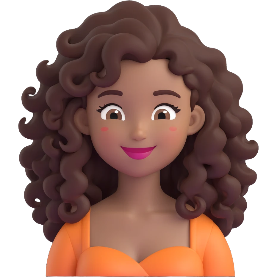 pretty black girl with long curly hair, winking emoji
