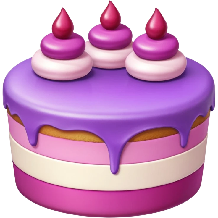 cakes ultra rich topping pink purple color High-quality stylized food illustration,
cute semi-realistic game-asset style,
smooth painterly shading, soft gradients,
rounded forms, clean edges, subtle highlights,
glossy materials, soft studio lighting. emoji