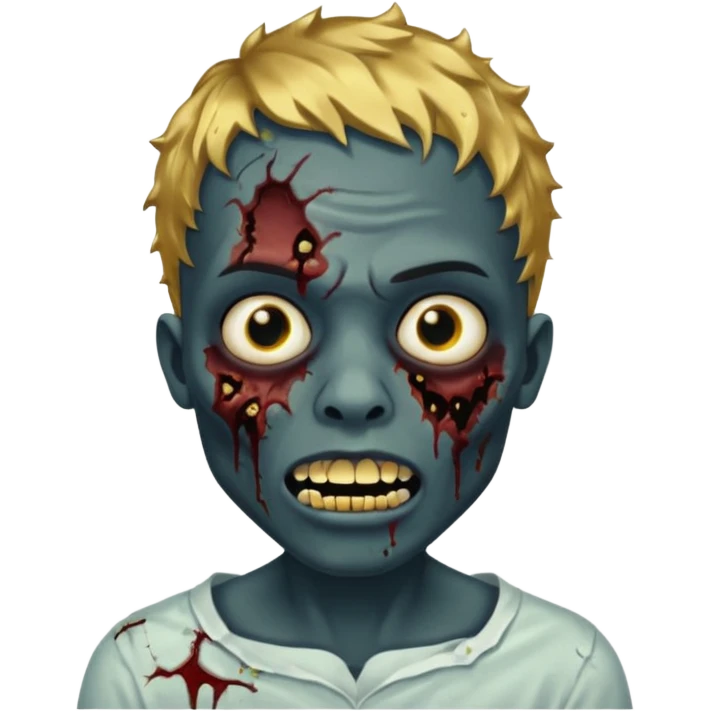 Quero um zumbi com a pele negra,com machucados no rosto (poucos) com dentes de ouro,com cabelos curtos ondulado, igual de iPhone  emoji
