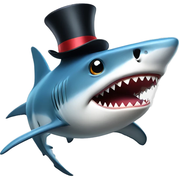 Shark with a top hat emoji