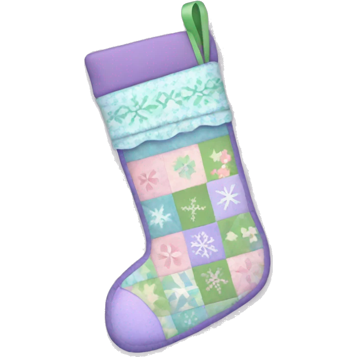 Christmas stocking with pastel pink and green and lilac and blue patchwork floral patterns  emoji
