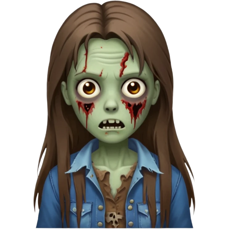 Zombie woman with straight brown long hair emoji