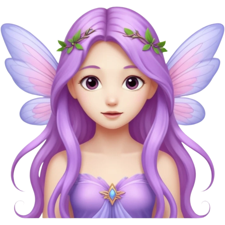 Lilac and pink fairy with wings but you can see her whole body and make her super pretty with long hair  emoji