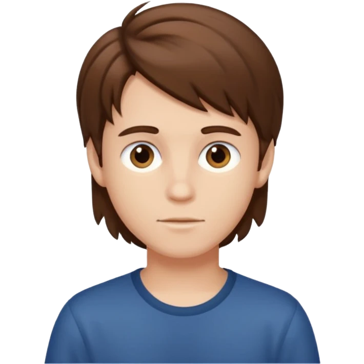 Boy , medium long hair, brown emoji