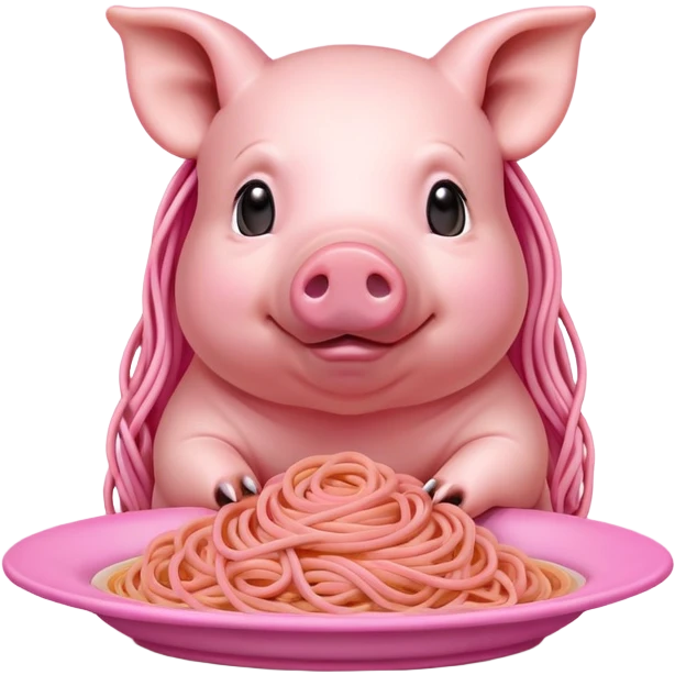   renaissance monalisa pig with pink spaghetti background  emoji