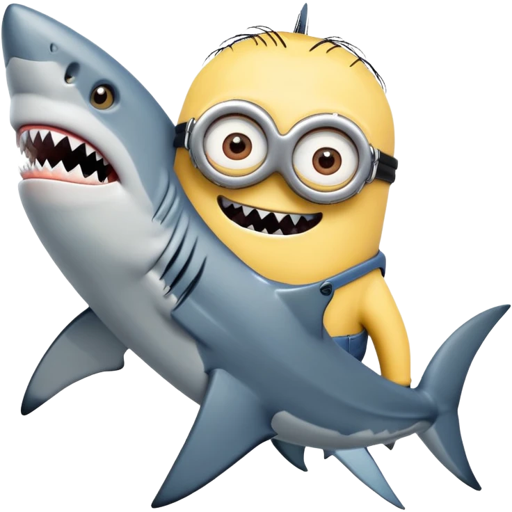 A minion with shark teeth and a shark body emoji