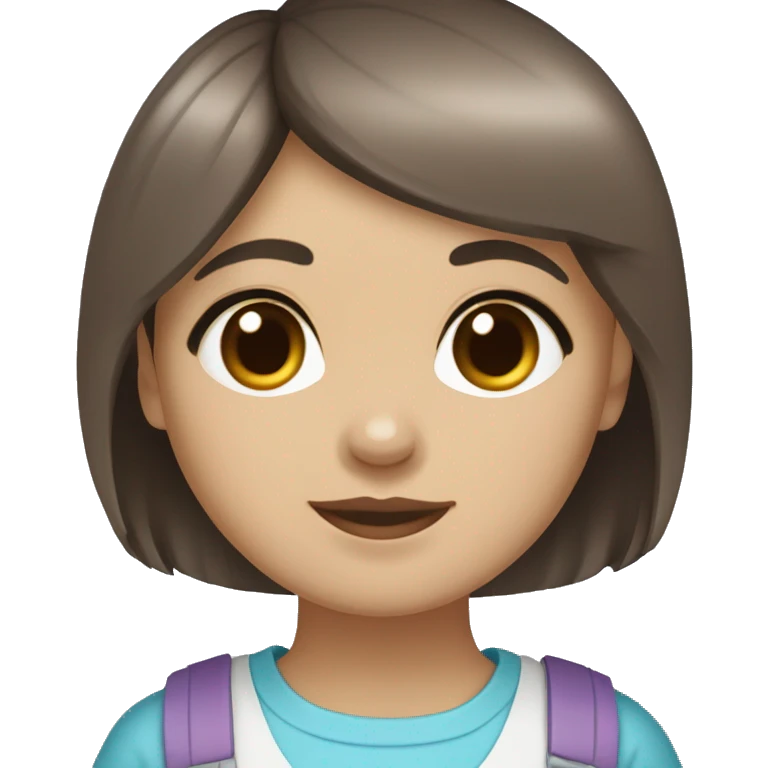 girl with blue eyes and dark brown short hair and short bangs carying shih tzu dog emoji