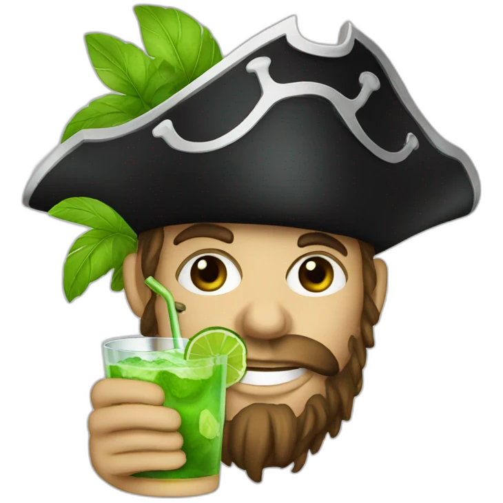 white pirate drinking mojito emoji