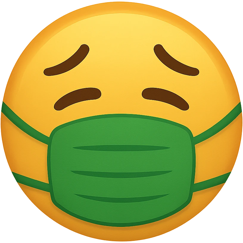 face with green sick mask emoji, digital illustration emoji