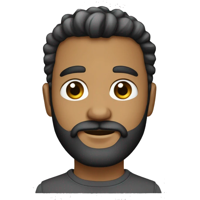 Garoto branco de barba olhos castanhos e cabelo baixo preto emoji