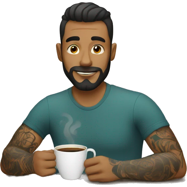 tattooed men drinking a cup of coffee emoji
