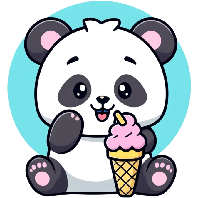 Panda eating ice cream emoji