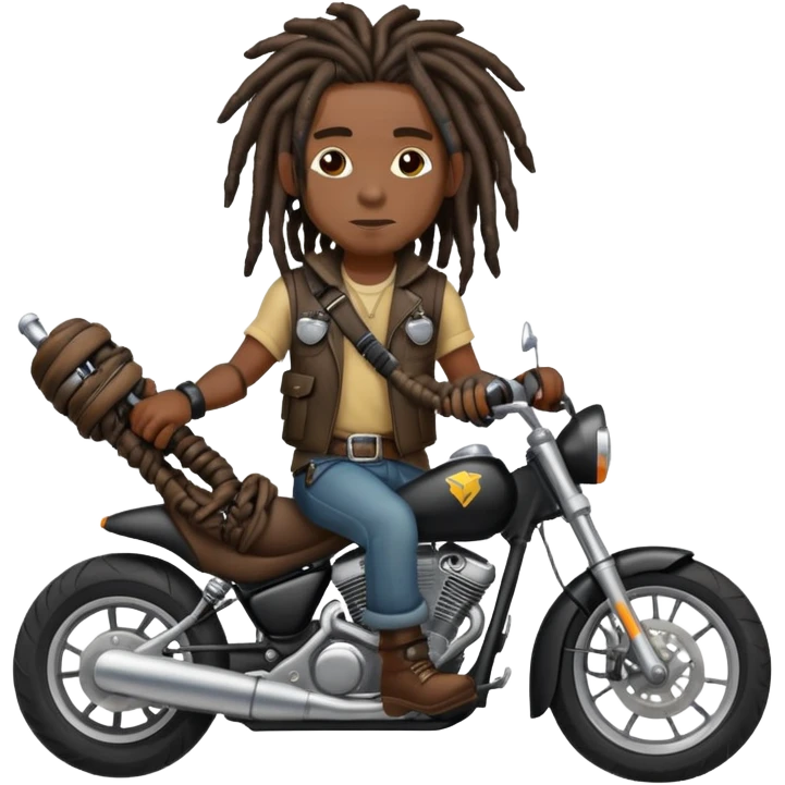 black man with dreads and brace riding a motorcycle  emoji