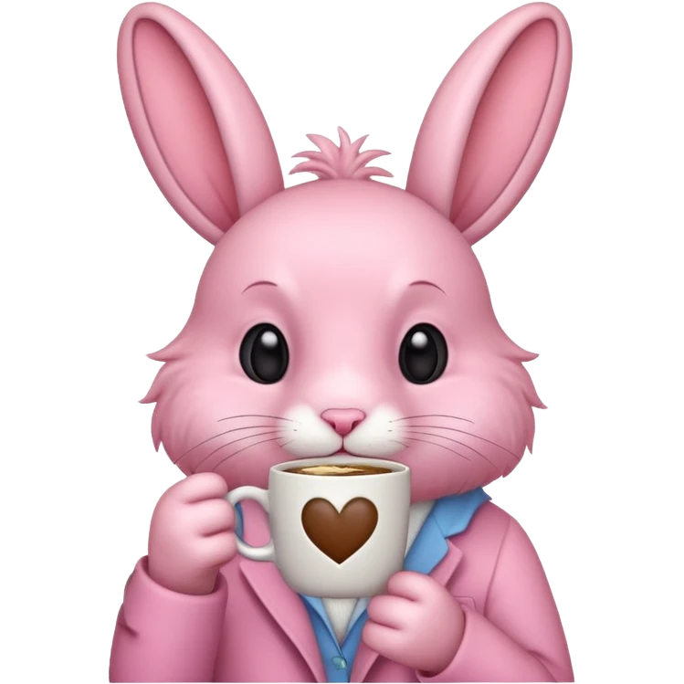pink rabbit with coffee emoji