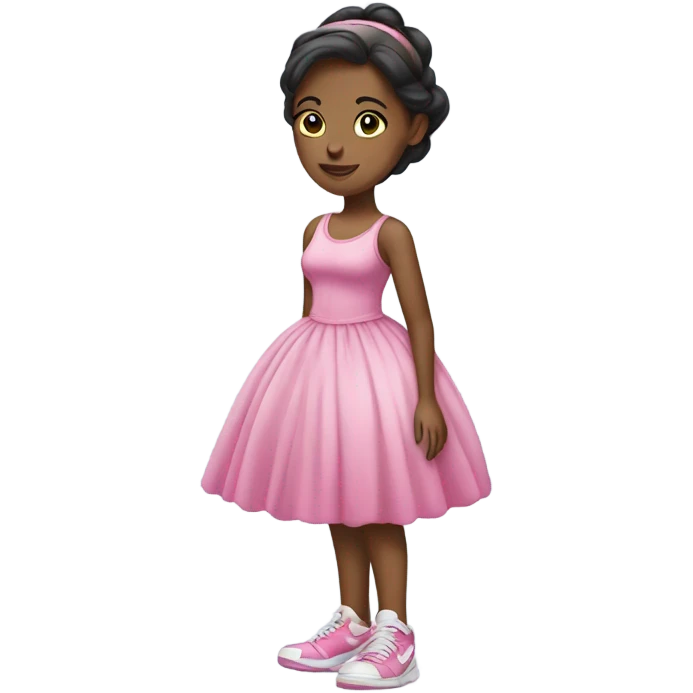 Girl wearing a ball gown with tennis shoes emoji