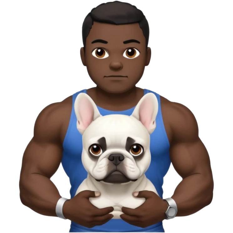 hombre médico de color de tez negro con bulldog francés blancos emoji