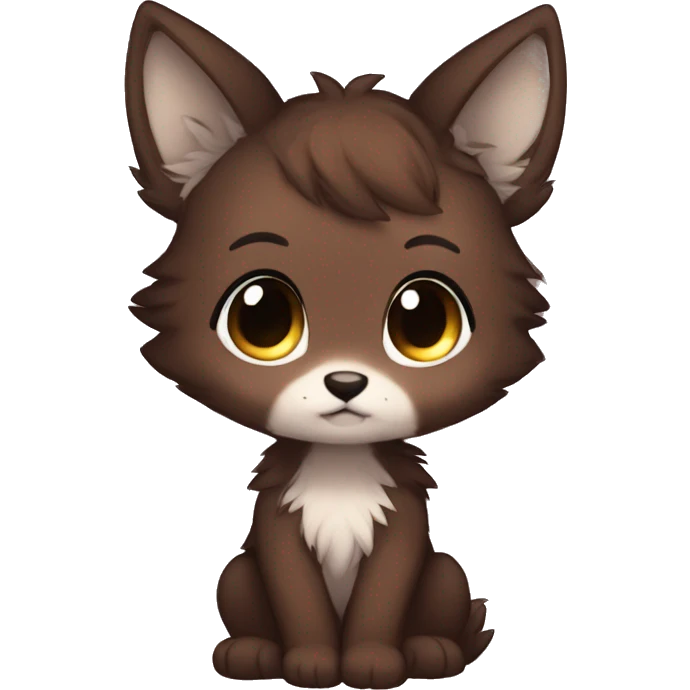 Shy Cute Chibi Dark Brown Furry Anthro Sona emoji
