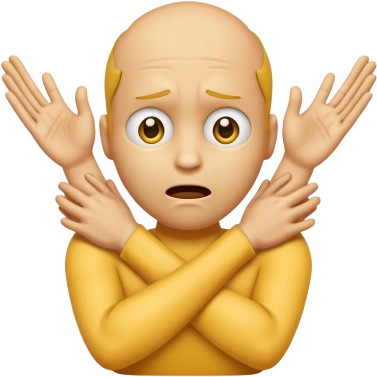 Yellow face emoji strangling itself with 2 arms crossed and hands saround neck and eyes looking up in fear emoji