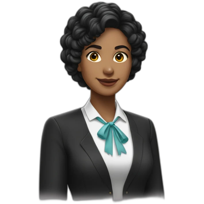 Thayri Galicia mujer educadora morena cabello negro largo con fleco emoji
