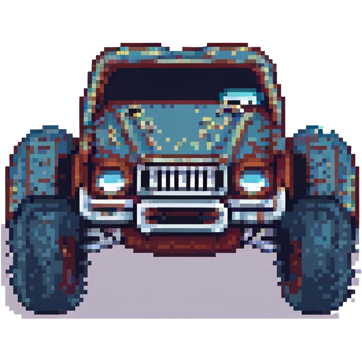 Blaze from Blaze and the Monster Machines as a pixel art emoji, retro video game look emoji