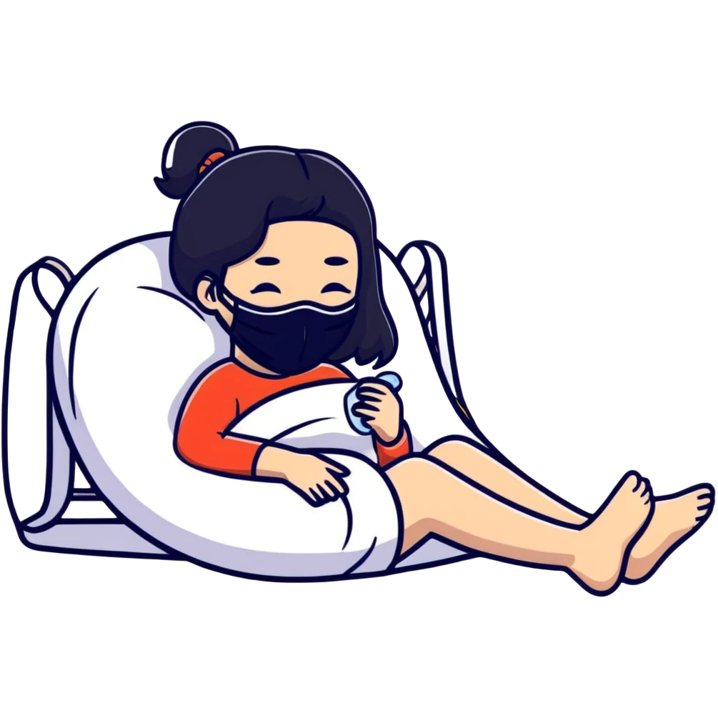 white girl with black hair doing self care, spa day, relaxing with face mask emoji
