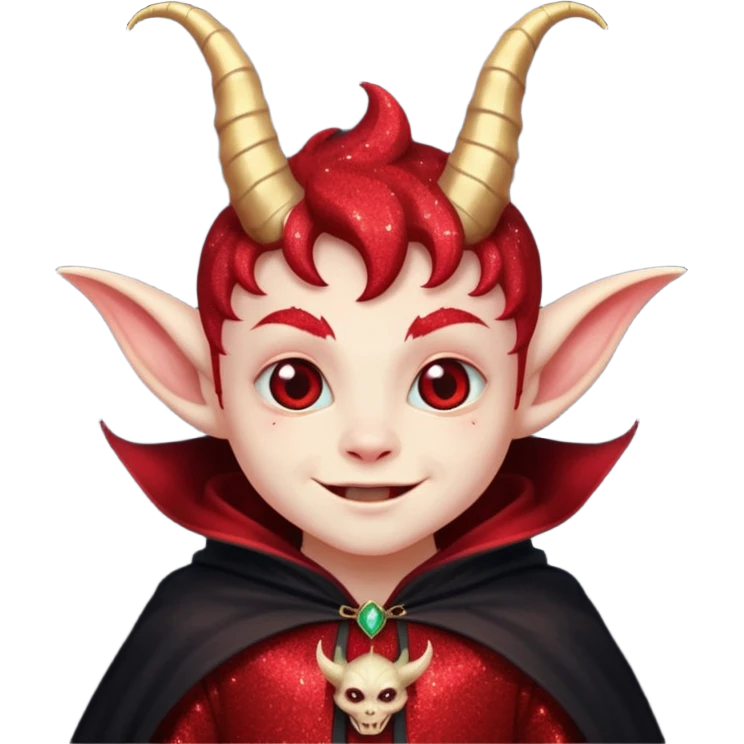 red glitter smilling imp emoji
