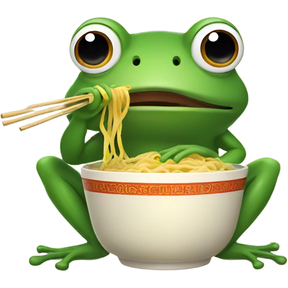 Frog eating noodles emoji