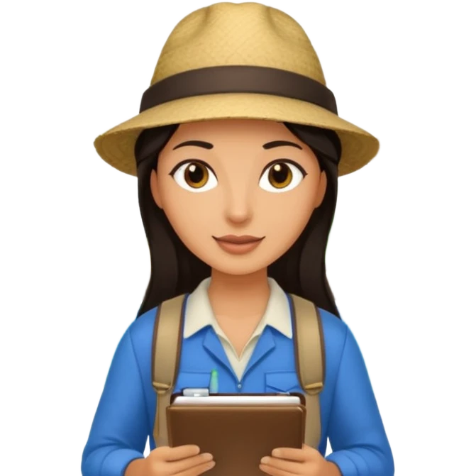 island tour guide with a notebook, dark hair emoji