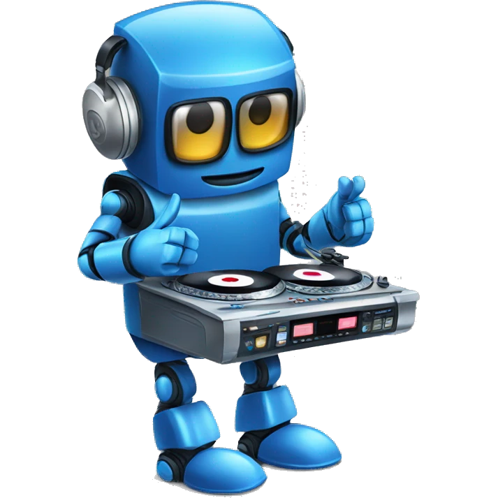 Blue robot who is a dj giving thumbs emoji