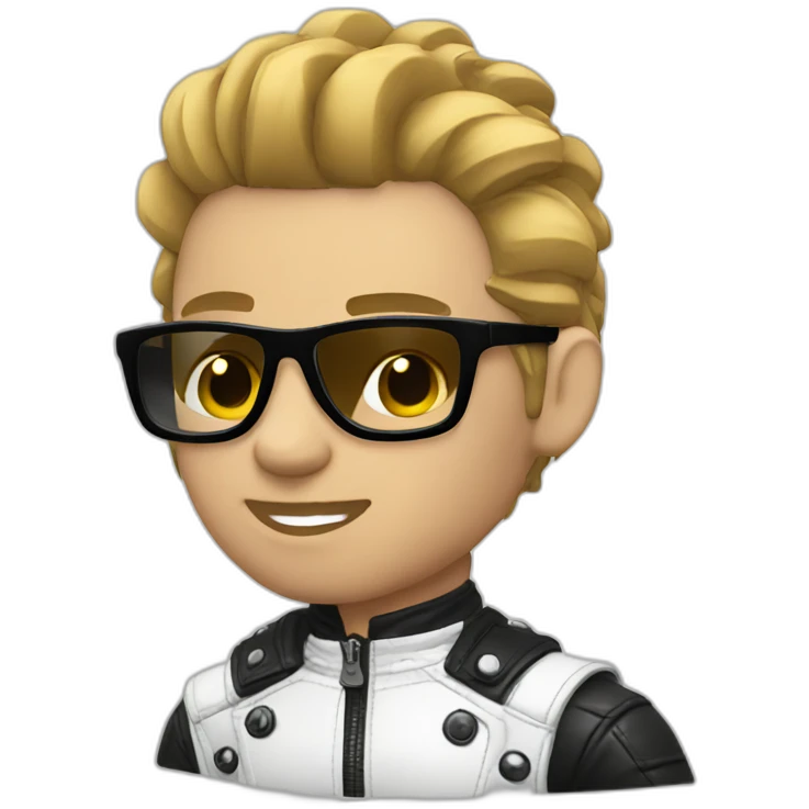 Punk male-with white leather jacket-mirror glasses emoji
