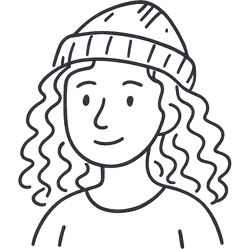 woman with curly hair and a beanie emoji