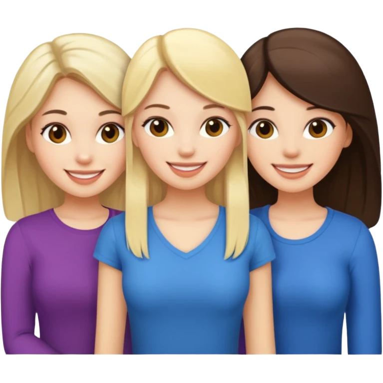 3 girlfriends white 1 blond 2 brunette  emoji
