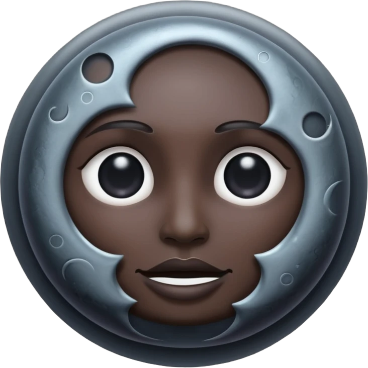 iOS emoji, dark moon, silver outline, mystical symbols, dark fantasy, smooth texture emoji