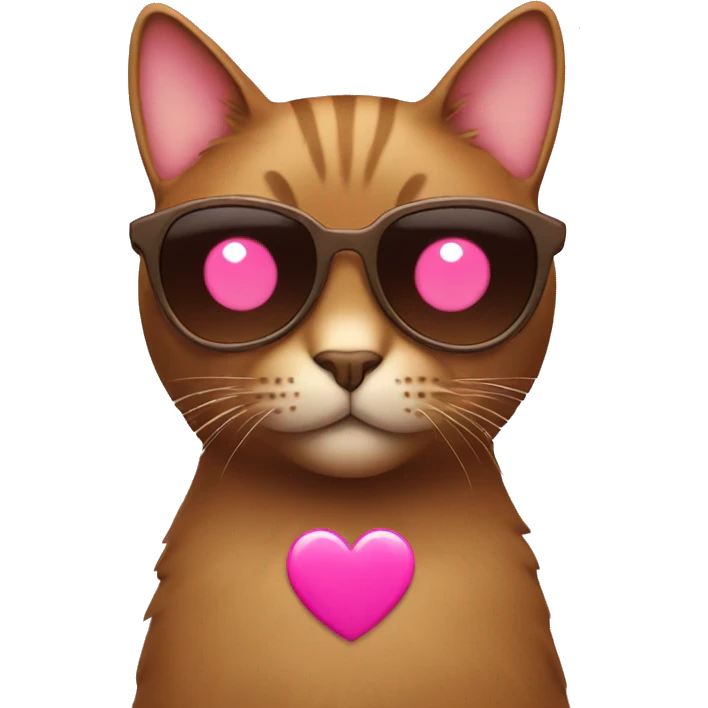 brown cat with pink heart sunglasses emoji
