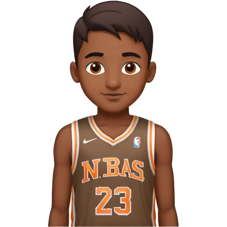 Indian boy smirking with nba jersey emoji