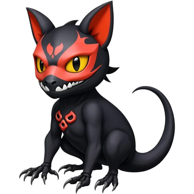 Salandit-Noibat-Litten-Hybrid with a skull-mask (Full body) emoji