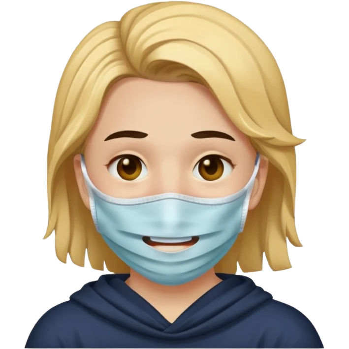 Quiero q sea una carita rota con tristeza q use una máscara q la haga ver feliz emoji