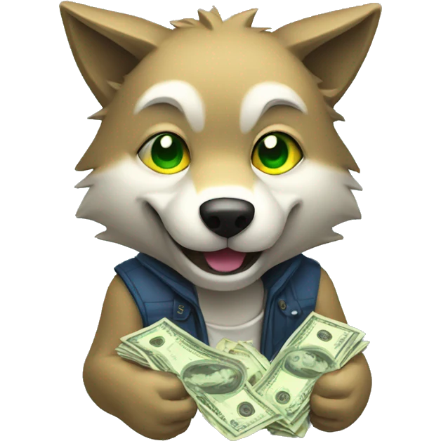 gaming wolf with money emoji