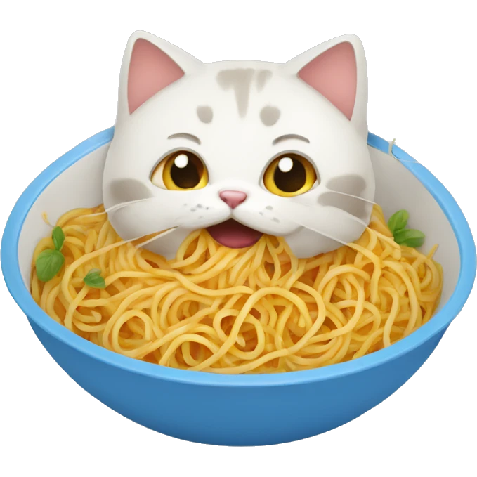 Un chat qui mange des spaghetti emoji