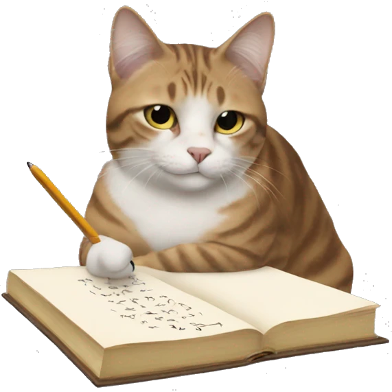 A cat writing Meh emoji