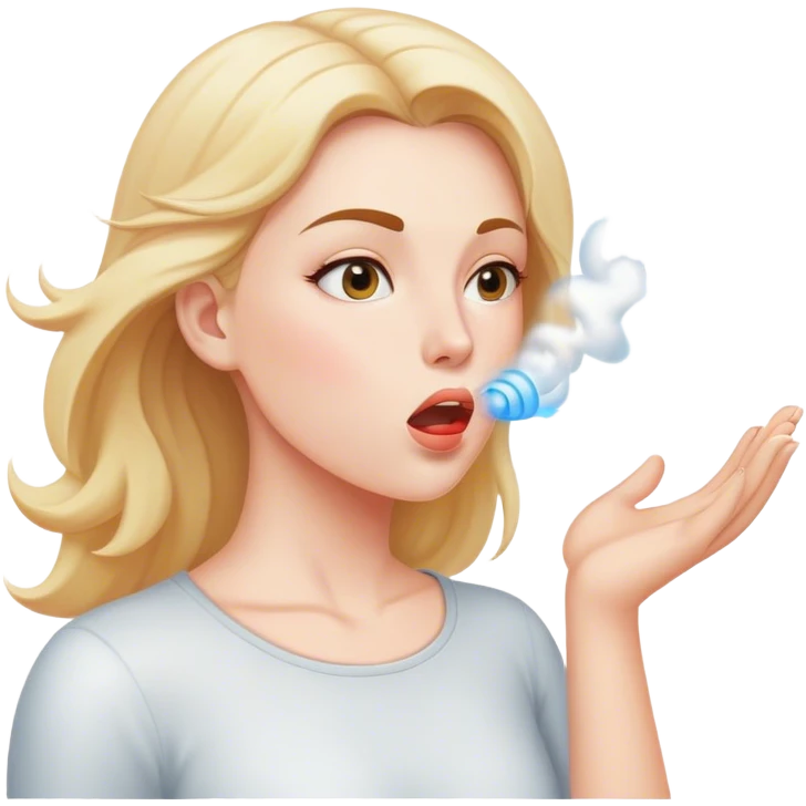 White women blowing air  emoji