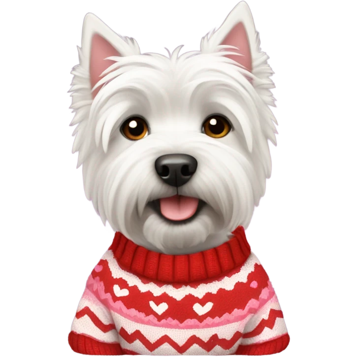 West highland terrier with valentines sweater  emoji